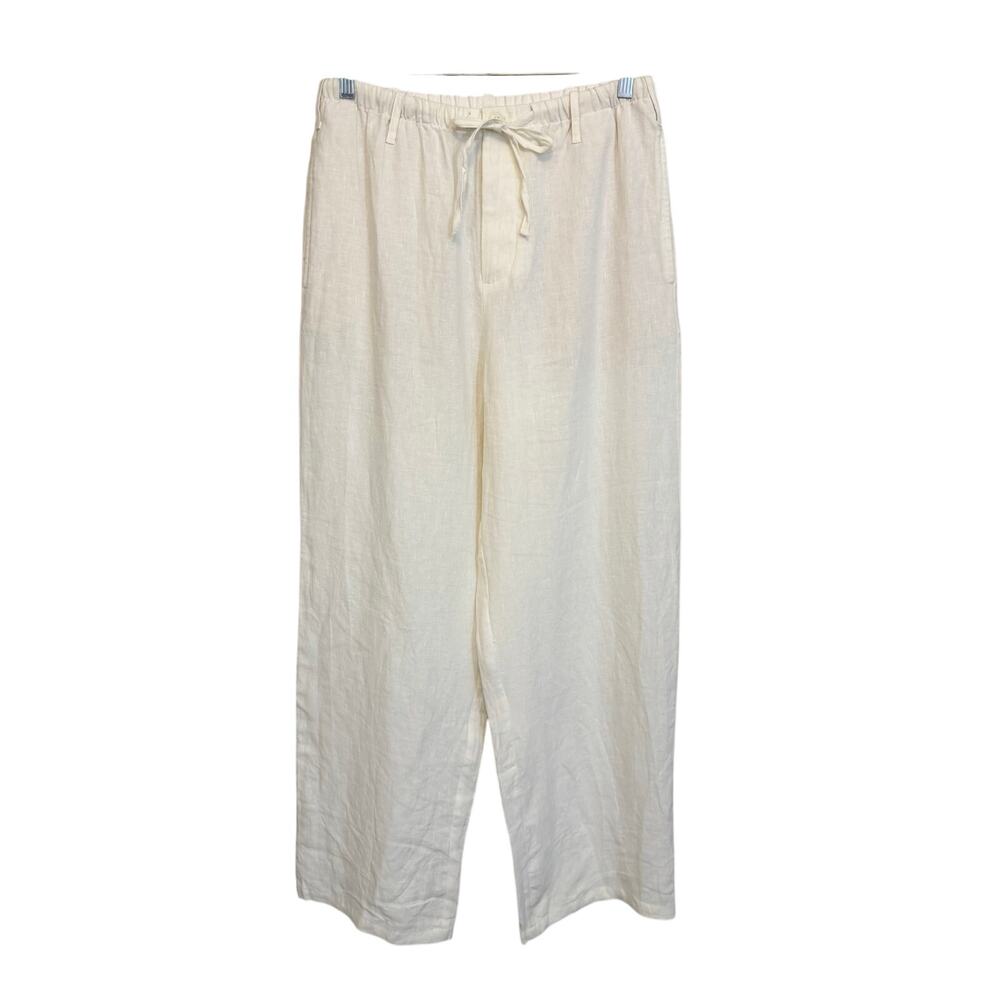 Zara Linen Drawstring Pants M White Beach Resort Summer Casual Comfy Minimalist